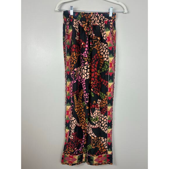 Farm Rio NWT Leopard Print Fringe Beaded High Waist Pants Multicolor XS - Picture 6 of 12